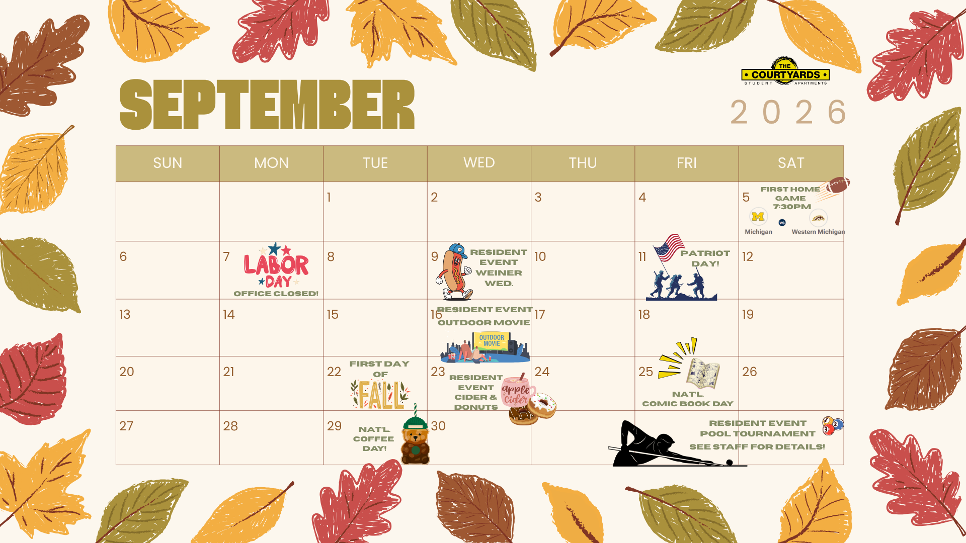 September Events Calendar