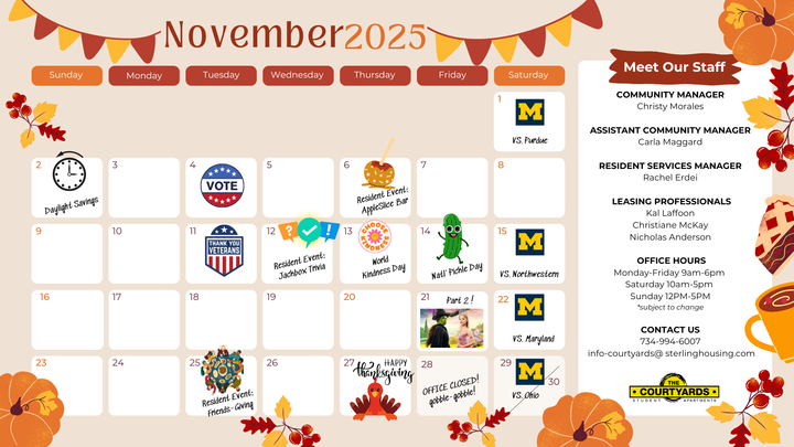 November Event Calendar